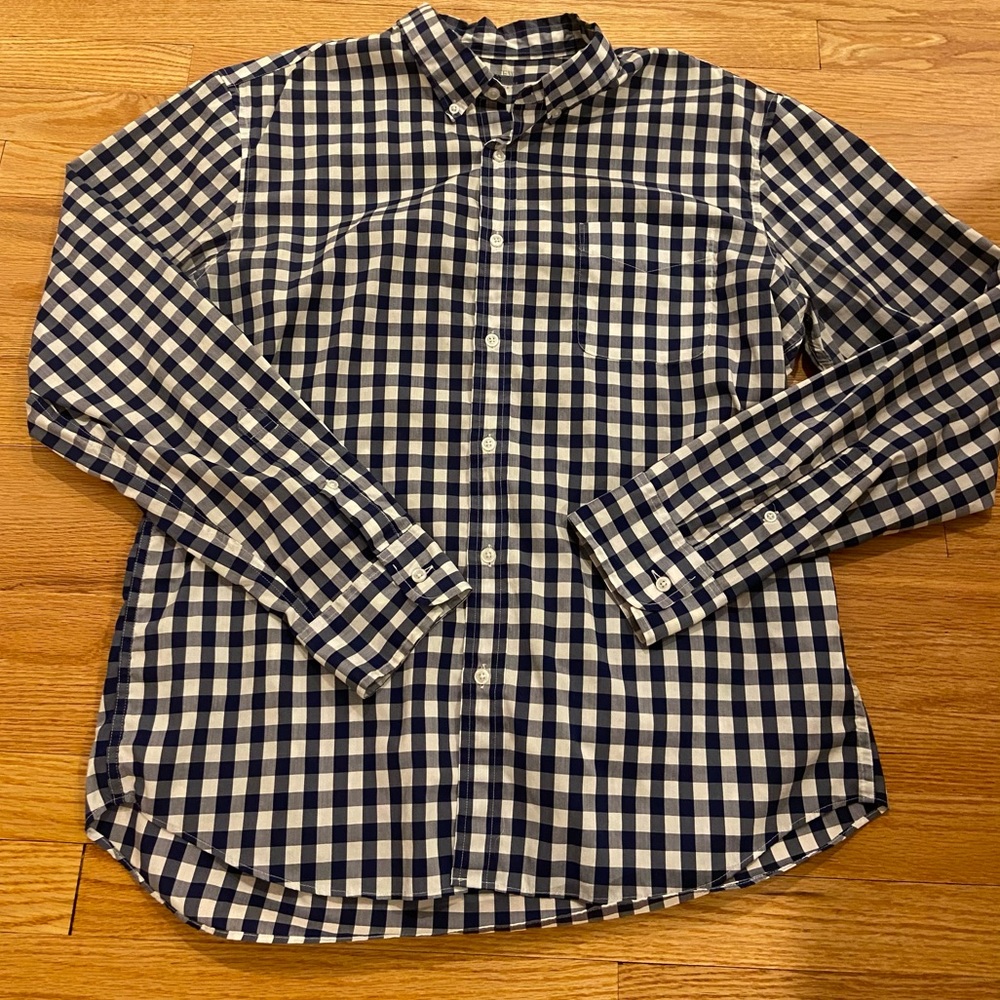 Blue and white offshore performance shirt